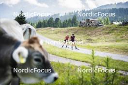 09.07.2024, Lavaze, Italy (ITA): Nadine Faehndrich (SUI), Nicole Monsorno (ITA), (l-r)  - Cross-Country summer training, Lavaze (ITA). www.nordicfocus.com. © Vanzetta/NordicFocus. Every downloaded picture is fee-liable.