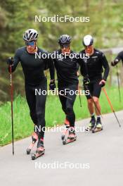 28.05.2024, Lenzerheide, Switzerland (SUI): Beda Klee (SUI), Jason Rueesch (SUI), Noe Naeff (SUI), (l-r) - Cross-Country training, Lenzerheide (SUI). www.nordicfocus.com. © Manzoni/NordicFocus. Every downloaded picture is fee-liable.