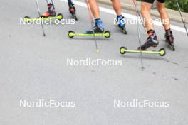 07.08.2024, Lenzerheide, Switzerland (SUI): Beda Klee (SUI), Nicola Wigger (SUI), Valerio Grond (SUI), (l-r) - Cross-Country summer training, Lenzerheide (SUI). www.nordicfocus.com. © Manzoni/NordicFocus. Every downloaded picture is fee-liable.