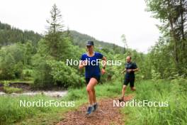 21.06.2024, Les Diablerets, Switzerland (SUI): Nadia Kaelin (SUI), Joeri Kindschi (SUI), (l-r) - Cross-Country summer training, Les Diablerets (SUI). www.nordicfocus.com. © Manzoni/NordicFocus. Every downloaded picture is fee-liable.