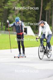 28.05.2024, Lenzerheide, Switzerland (SUI): Toni Livers (SUI), Marco Isenschmid (SUI), (l-r) - Cross-Country training, Lenzerheide (SUI). www.nordicfocus.com. © Manzoni/NordicFocus. Every downloaded picture is fee-liable.