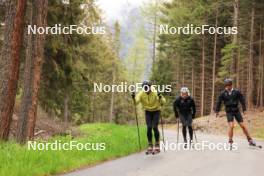 28.05.2024, Lenzerheide, Switzerland (SUI): Jason Rueesch (SUI), Janik Riebli (SUI), Nicola Wigger (SUI), (l-r) - Cross-Country training, Lenzerheide (SUI). www.nordicfocus.com. © Manzoni/NordicFocus. Every downloaded picture is fee-liable.