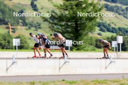 15.08.2024, Ulrichen, Switzerland (SUI): Jan Stoelben (GER), Jan-Friedrich Doerks (GER), Janosch Brugger (GER), Lucas Boegl (GER), (l-r) - Cross-Country summer training, Ulrichen (SUI). www.nordicfocus.com. © Manzoni/NordicFocus. Every downloaded picture is fee-liable.