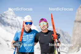 19.06.2024, Tignes, France (FRA): Remi Bourdin (FRA), Hugo Lapalus (FRA), (l-r) - Cross-Country summer training, Tignes (FRA). www.nordicfocus.com. © Authamayou/NordicFocus. Every downloaded picture is fee-liable.