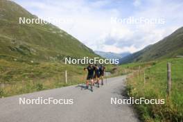 07.08.2024, Lenzerheide, Switzerland (SUI): Valerio Grond (SUI), Beda Klee (SUI), Nicola Wigger (SUI), (l-r) - Cross-Country summer training, Lenzerheide (SUI). www.nordicfocus.com. © Manzoni/NordicFocus. Every downloaded picture is fee-liable.