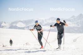 19.06.2024, Tignes, France (FRA): Hugo Lapalus (FRA), Jules Chappaz (FRA), (l-r) - Cross-Country summer training, Tignes (FRA). www.nordicfocus.com. © Authamayou/NordicFocus. Every downloaded picture is fee-liable.