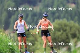 15.08.2024, Ulrichen, Switzerland (SUI): Laura Gimmler (GER), Katharina Hennig (GER), (l-r) - Cross-Country summer training, Ulrichen (SUI). www.nordicfocus.com. © Manzoni/NordicFocus. Every downloaded picture is fee-liable.