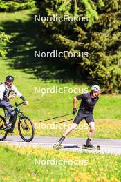 04.06.2024, Lenzerheide, Switzerland (SUI): Erik Braten Guidon (NOR), coach Team Switzerland, Janik Riebli (SUI), (l-r) - Cross-Country training, Lenzerheide (SUI). www.nordicfocus.com. © Manzoni/NordicFocus. Every downloaded picture is fee-liable.