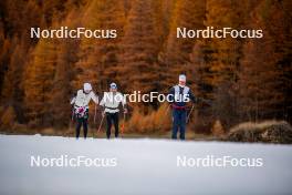 05.11.2024, Bessans, France (FRA): Rémi Bourdin (FRA), Hugo Lapalus (FRA), Mathis Desloges (FRA), (l-r) - Cross-Country summer training, Bessans (FRA). www.nordicfocus.com. © Authamayou/NordicFocus. Every downloaded picture is fee-liable.