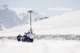 19.06.2024, Tignes, France (FRA): Renaud Jay (FRA), Remi Bourdin (FRA), Richard Jouve (FRA), (l-r) - Cross-Country summer training, Tignes (FRA). www.nordicfocus.com. © Authamayou/NordicFocus. Every downloaded picture is fee-liable.