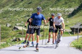 07.08.2024, Lenzerheide, Switzerland (SUI): Beda Klee (SUI), Valerio Grond (SUI), Nicola Wigger (SUI), Dario Cologna (SUI), (l-r) - Cross-Country summer training, Lenzerheide (SUI). www.nordicfocus.com. © Manzoni/NordicFocus. Every downloaded picture is fee-liable.