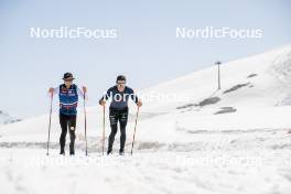 19.06.2024, Tignes, France (FRA): Jules Lapierre (FRA), Théo Schely (FRA), (l-r) - Cross-Country summer training, Tignes (FRA). www.nordicfocus.com. © Authamayou/NordicFocus. Every downloaded picture is fee-liable.