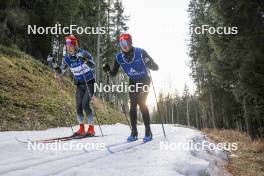 06.11.2024, Davos, Switzerland (SUI): Cyril Faehndrich (SUI), Sebastian Stalder (SUI), (l-r) - Cross-Country training, snowfarming track, Davos (SUI). www.nordicfocus.com. © Manzoni/NordicFocus. Every downloaded picture is fee-liable.