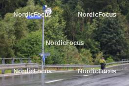 13.09.2024, Schiers, Switzerland (SUI): Roman Schaad (SUI), Beda Klee (SUI), Valerio Grond (SUI), Janik Riebli (SUI), Jonas Baumann (SUI), (l-r) - Cross-Country summer training, Lenzerheide (SUI). www.nordicfocus.com. © Manzoni/NordicFocus. Every downloaded picture is fee-liable.