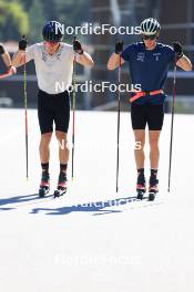 06.08.2024, Lenzerheide, Switzerland (SUI): Roman Alder (SUI), Jon-Fadri Nufer (SUI), (l-r) - Cross-Country summer training, Lenzerheide (SUI). www.nordicfocus.com. © Manzoni/NordicFocus. Every downloaded picture is fee-liable.