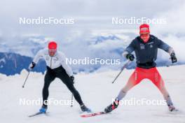 22.06.2024, Les Diablerets, Switzerland (SUI): Roman Schaad (SUI), Nicola Wigger (SUI), (l-r) - Cross-Country summer training on the Glacier 3000, Les Diablerets (SUI). www.nordicfocus.com. © Manzoni/NordicFocus. Every downloaded picture is fee-liable.