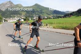 07.08.2024, Lenzerheide, Switzerland (SUI): Valerio Grond (SUI), Nicola Wigger (SUI), (l-r) - Cross-Country summer training, Lenzerheide (SUI). www.nordicfocus.com. © Manzoni/NordicFocus. Every downloaded picture is fee-liable.