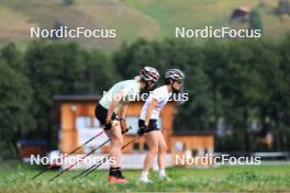 14.08.2024, Ulrichen, Switzerland (SUI): Victoria Carl (GER), Lena Keck (GER), (l-r) - Cross-Country summer training, Ulrichen (SUI). www.nordicfocus.com. © Manzoni/NordicFocus. Every downloaded picture is fee-liable.