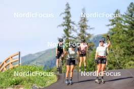 15.08.2024, Ulrichen, Switzerland (SUI): Axel Teichmann (GER), coach Team Germany, Laura Gimmler (GER), Katherine Sauerbrey (GER), Katharina Hennig (GER), Coletta Rydzek (GER), (l-r) - Cross-Country summer training, Ulrichen (SUI). www.nordicfocus.com. © Manzoni/NordicFocus. Every downloaded picture is fee-liable.