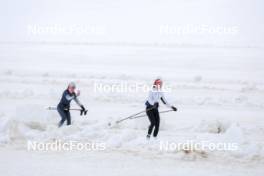 22.06.2024, Les Diablerets, Switzerland (SUI): Karoline Braten Guidon (SUI), coach Team Switzerland, Marina Kaelin (SUI), (l-r) - Cross-Country summer training on the Glacier 3000, Les Diablerets (SUI). www.nordicfocus.com. © Manzoni/NordicFocus. Every downloaded picture is fee-liable.