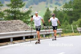 14.08.2024, Ulrichen, Switzerland (SUI): Jan-Friedrich Doerks (GER), Tom Emilio Wagner (GER), (l-r) - Cross-Country summer training, Ulrichen (SUI). www.nordicfocus.com. © Manzoni/NordicFocus. Every downloaded picture is fee-liable.