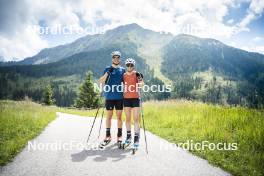 09.07.2024, Lavaze, Italy (ITA): Cyril Faehndrich (SUI), Nadine Faehndrich (SUI), (l-r)  - Cross-Country summer training, Lavaze (ITA). www.nordicfocus.com. © Vanzetta/NordicFocus. Every downloaded picture is fee-liable.