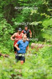 21.06.2024, Les Diablerets, Switzerland (SUI): Jason Rueesch (SUI), Jonas Baumann (SUI), Janik Riebli (SUI), (l-r) - Cross-Country summer training, Les Diablerets (SUI). www.nordicfocus.com. © Manzoni/NordicFocus. Every downloaded picture is fee-liable.