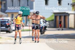 24.07.2024, Premanon, France (FRA): Thomas Joly (FRA), Hugo Lapalus (FRA), Theo Schely (FRA), (l-r) - Cross-Country summer training, Premanon (FRA). www.nordicfocus.com. © Manzoni/NordicFocus. Every downloaded picture is fee-liable.