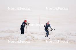 22.06.2024, Les Diablerets, Switzerland (SUI): Desiree Steiner (SUI), Karoline Braten Guidon (SUI), coach Team Switzerland, (l-r) - Cross-Country summer training on the Glacier 3000, Les Diablerets (SUI). www.nordicfocus.com. © Manzoni/NordicFocus. Every downloaded picture is fee-liable.