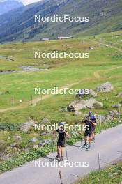 07.08.2024, Lenzerheide, Switzerland (SUI): Nicola Wigger (SUI), Valerio Grond (SUI), Beda Klee (SUI), (l-r) - Cross-Country summer training, Lenzerheide (SUI). www.nordicfocus.com. © Manzoni/NordicFocus. Every downloaded picture is fee-liable.