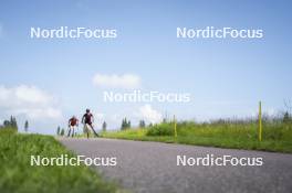 09.07.2024, Lavaze, Italy (ITA): Nadine Faehndrich (SUI), Nicole Monsorno (ITA), (l-r)  - Cross-Country summer training, Lavaze (ITA). www.nordicfocus.com. © Vanzetta/NordicFocus. Every downloaded picture is fee-liable.