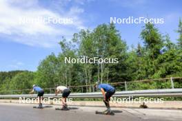 21.06.2024, Les Diablerets, Switzerland (SUI): Antonin Savary (SUI), Nicola Wigger (SUI), Fabrizio Albasini (SUI), (l-r) - Cross-Country summer training, Les Diablerets (SUI). www.nordicfocus.com. © Manzoni/NordicFocus. Every downloaded picture is fee-liable.