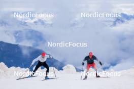 22.06.2024, Les Diablerets, Switzerland (SUI): Roman Schaad (SUI), Nicola Wigger (SUI), (l-r) - Cross-Country summer training on the Glacier 3000, Les Diablerets (SUI). www.nordicfocus.com. © Manzoni/NordicFocus. Every downloaded picture is fee-liable.