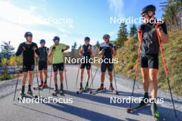 12.10.2024, Ramsau am Dachstein, Austria (AUT): Albert Kuchler (GER), Anian Sossau (GER), Lucas Boegl (GER), Luca Petzold (GER), Paul Graef (GER), Alexander Brandner (GER), (l-r) - Cross-Country summer training, Ramsau am Dachstein (AUT). www.nordicfocus.com. © Manzoni/NordicFocus. Every downloaded picture is fee-liable.