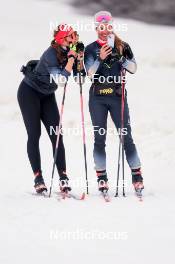 22.06.2024, Les Diablerets, Switzerland (SUI): Desiree Steiner (SUI), Karoline Braten Guidon (SUI), coach Team Switzerland, (l-r) - Cross-Country summer training on the Glacier 3000, Les Diablerets (SUI). www.nordicfocus.com. © Manzoni/NordicFocus. Every downloaded picture is fee-liable.