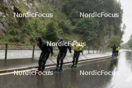 13.09.2024, Schiers, Switzerland (SUI): Beda Klee (SUI), Valerio Grond (SUI), Janik Riebli (SUI), Roman Schaad (SUI), Jonas Baumann (SUI), (l-r) - Cross-Country summer training, Lenzerheide (SUI). www.nordicfocus.com. © Manzoni/NordicFocus. Every downloaded picture is fee-liable.