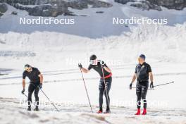 19.06.2024, Tignes, France (FRA): Arnaud Chautemps (FRA), Mathis Desloges (FRA), Jules Chappaz (FRA), (l-r) - Cross-Country summer training, Tignes (FRA). www.nordicfocus.com. © Authamayou/NordicFocus. Every downloaded picture is fee-liable.