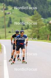 20.06.2024, Les Diablerets, Switzerland (SUI): Jason Rueesch (SUI), Jonas Baumann (SUI), (l-r) - Cross-Country summer training, Les Diablerets (SUI). www.nordicfocus.com. © Manzoni/NordicFocus. Every downloaded picture is fee-liable.