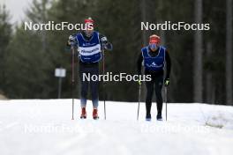 06.11.2024, Davos, Switzerland (SUI): Cyril Faehndrich (SUI), Sebastian Stalder (SUI), (l-r) - Cross-Country training, snowfarming track, Davos (SUI). www.nordicfocus.com. © Manzoni/NordicFocus. Every downloaded picture is fee-liable.