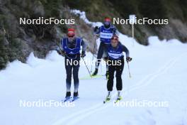 07.11.2024, Davos, Switzerland (SUI): Antonin Savary (SUI), Anja Weber (SUI), (l-r) - Cross-Country training, snowfarming track, Davos (SUI). www.nordicfocus.com. © Manzoni/NordicFocus. Every downloaded picture is fee-liable.