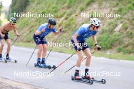 24.07.2024, Premanon, France (FRA): Clement Parisse (FRA), Julien Arnaud (FRA), Charly Deuffic (FRA), (l-r) - Cross-Country summer training, Premanon (FRA). www.nordicfocus.com. © Manzoni/NordicFocus. Every downloaded picture is fee-liable.