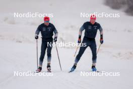 22.06.2024, Les Diablerets, Switzerland (SUI): Beda Klee (SUI), Valerio Grond (SUI), (l-r) - Cross-Country summer training on the Glacier 3000, Les Diablerets (SUI). www.nordicfocus.com. © Manzoni/NordicFocus. Every downloaded picture is fee-liable.