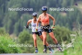 15.08.2024, Ulrichen, Switzerland (SUI): Laura Gimmler (GER), Katharina Hennig (GER), (l-r) - Cross-Country summer training, Ulrichen (SUI). www.nordicfocus.com. © Manzoni/NordicFocus. Every downloaded picture is fee-liable.