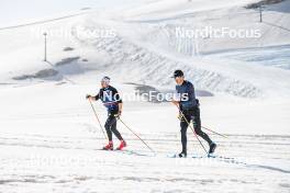 19.06.2024, Tignes, France (FRA): Renaud Jay (FRA), Théo Schely (FRA), (l-r) - Cross-Country summer training, Tignes (FRA). www.nordicfocus.com. © Authamayou/NordicFocus. Every downloaded picture is fee-liable.