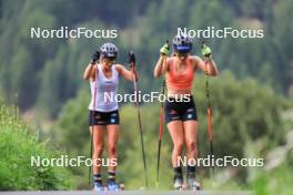 15.08.2024, Ulrichen, Switzerland (SUI): Laura Gimmler (GER), Katharina Hennig (GER), (l-r) - Cross-Country summer training, Ulrichen (SUI). www.nordicfocus.com. © Manzoni/NordicFocus. Every downloaded picture is fee-liable.