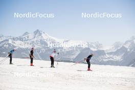 19.06.2024, Tignes, France (FRA): Remi Bourdin (FRA), Hugo Lapalus (FRA), Richard Jouve (FRA), Renaud Jay (FRA), (l-r) - Cross-Country summer training, Tignes (FRA). www.nordicfocus.com. © Authamayou/NordicFocus. Every downloaded picture is fee-liable.