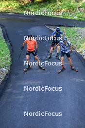 14.08.2024, Ulrichen, Switzerland (SUI): Florian Notz (GER), Friedrich Moch (GER), Lucas Boegl (GER), (l-r) - Cross-Country summer training, Ulrichen (SUI). www.nordicfocus.com. © Manzoni/NordicFocus. Every downloaded picture is fee-liable.