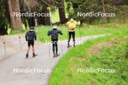 28.05.2024, Lenzerheide, Switzerland (SUI): Jason Rueesch (SUI), Janik Riebli (SUI), Nicola Wigger (SUI), (l-r) - Cross-Country training, Lenzerheide (SUI). www.nordicfocus.com. © Manzoni/NordicFocus. Every downloaded picture is fee-liable.