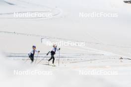 18.06.2024, Tignes, France (FRA): Flora Dolci (FRA), Léna Quintin (FRA), (l-r) - Cross-Country summer training, Tignes (FRA). www.nordicfocus.com. © Authamayou/NordicFocus. Every downloaded picture is fee-liable.