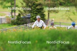 28.05.2024, Lenzerheide, Switzerland (SUI): Janik Riebli (SUI), Beda Klee (SUI), Toni Livers (SUI), (l-r) - Cross-Country training, Lenzerheide (SUI). www.nordicfocus.com. © Manzoni/NordicFocus. Every downloaded picture is fee-liable.